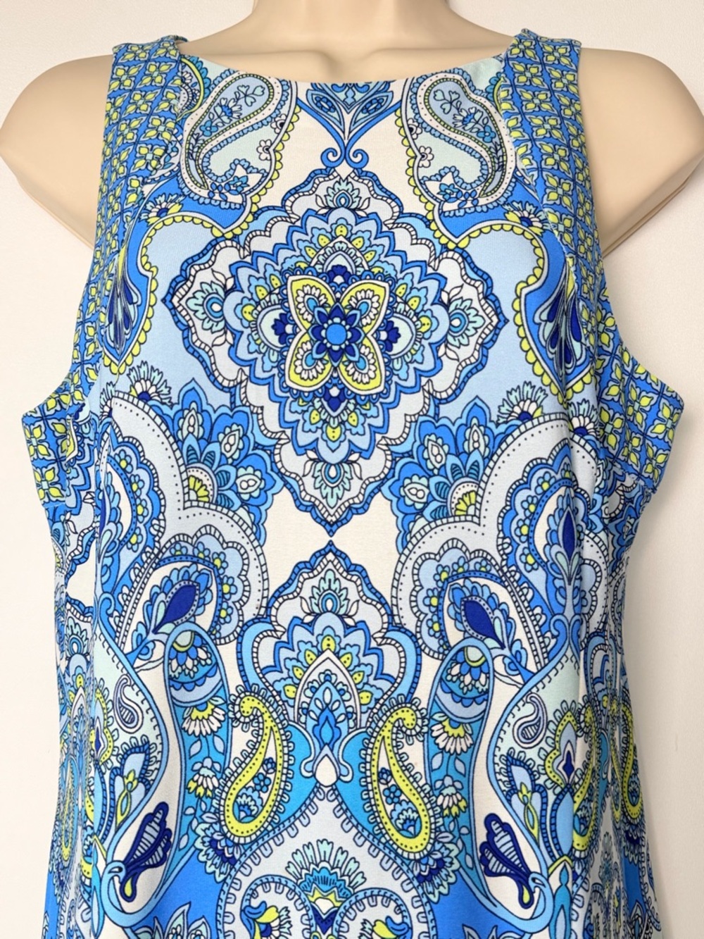 London Times Blue Paisley floral Maxi Dress Size 10 Boho sleeveless - Picture 4 of 12